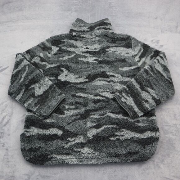Cozy SHERPA Sweater Womens 2XL Gray Mock Neck Zip Fleece Camouflage Pocket - Picture 7 of 16